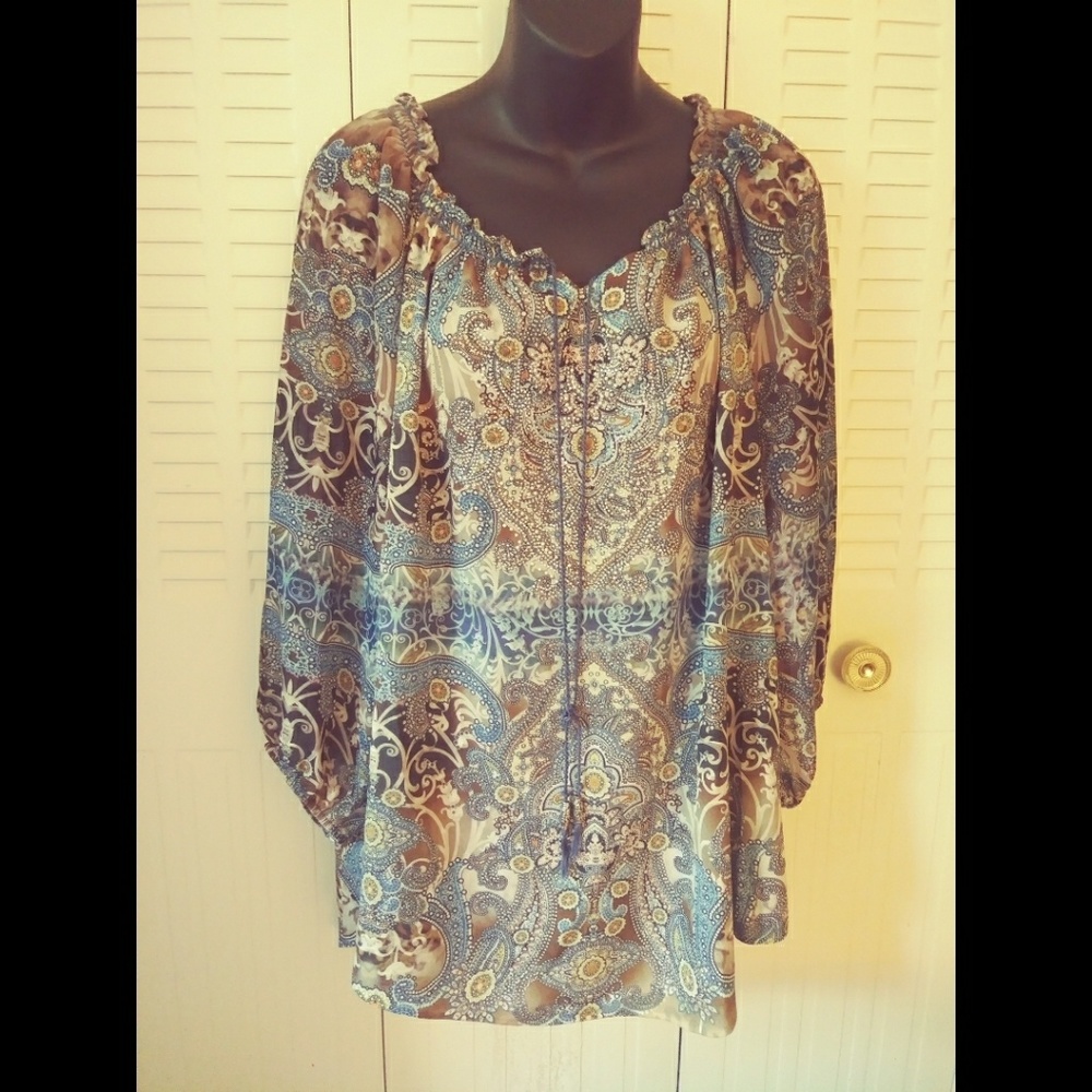 Dress Barn Blue Paisley Boho Tunic